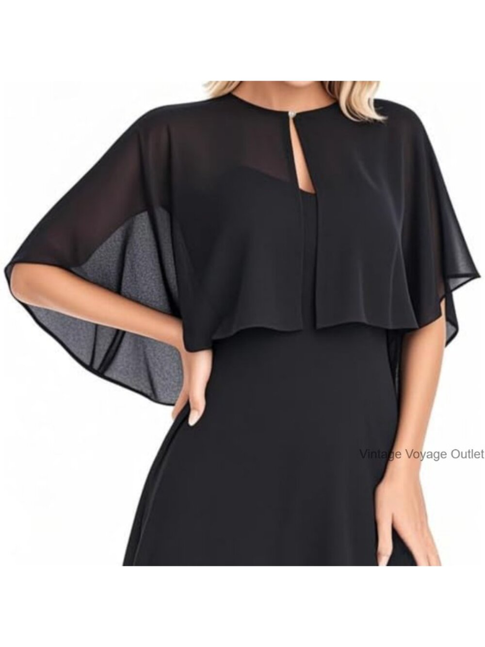 Chiffon Shawl Wrap Pearl Button Evening Wedding Cape Shrug